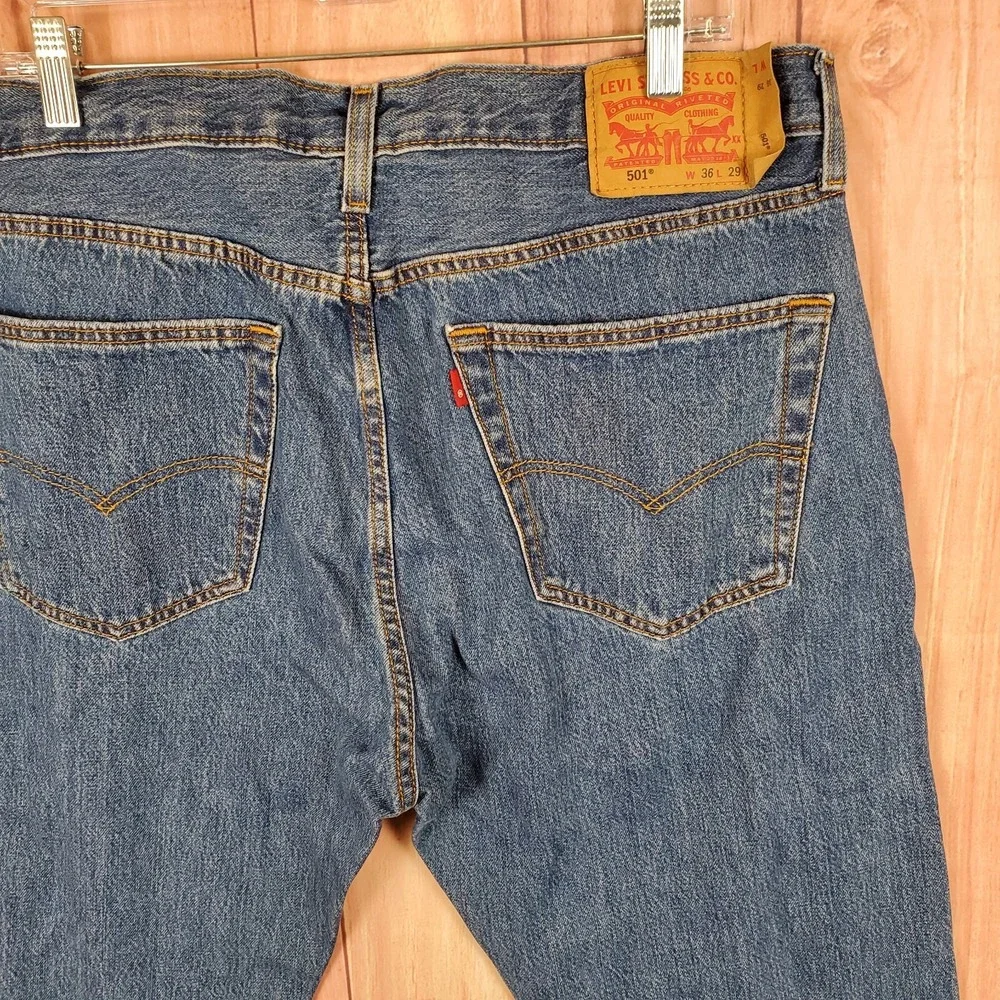 Levis 501 Jeans Mens Sz 36x29 Work Pants Blue Straight Leg Jean